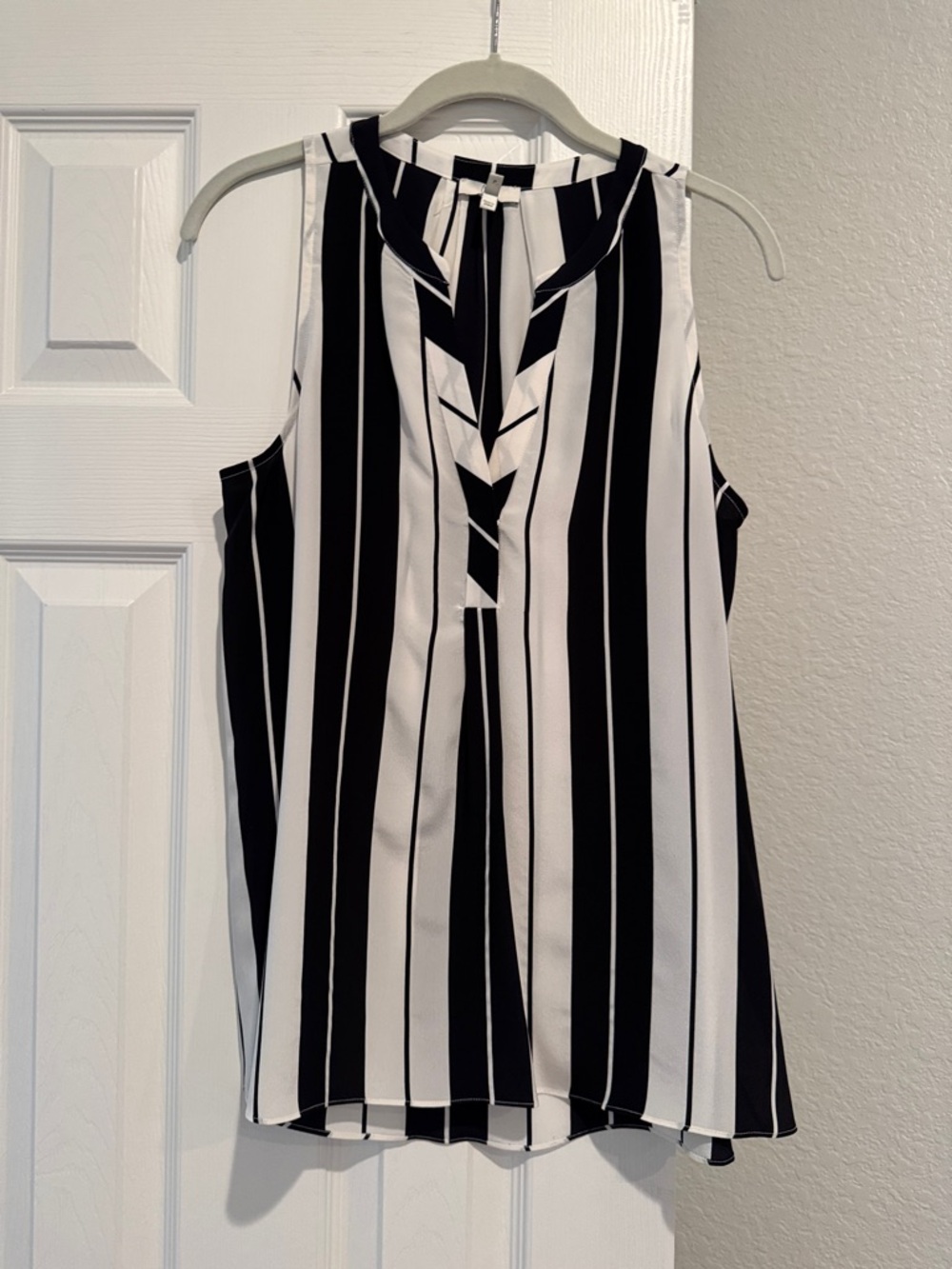 Black and white silk blouse